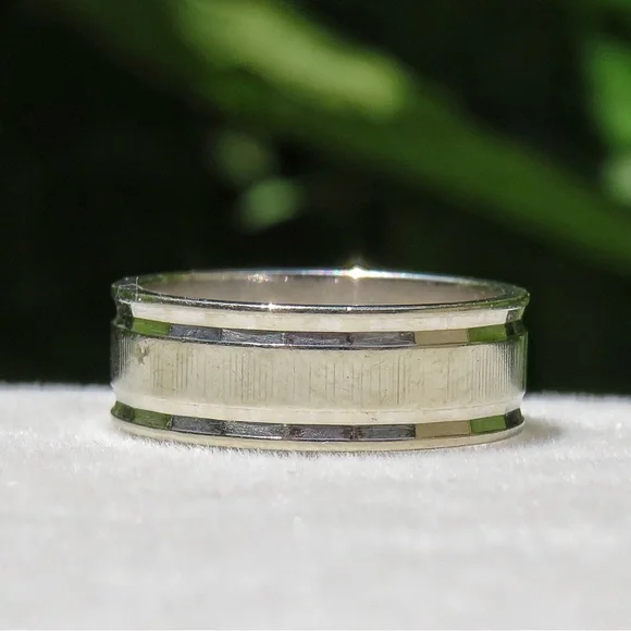 Vintage 14k White Gold Orange Blossom Ring Band 6mm Size 5 3.88g - Picture 5 of 9